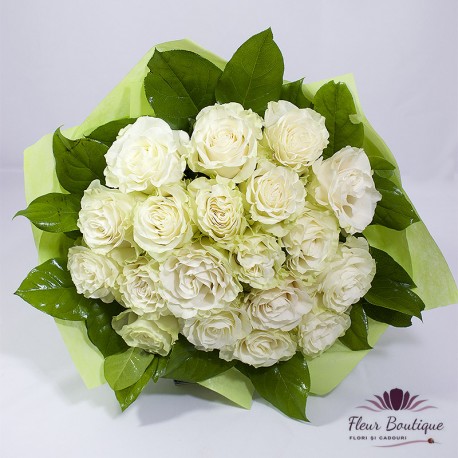 Buchet 19 trandafiri White Roses BF095