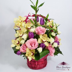 Cos floral Orhidee, Lalele si Trandafiri